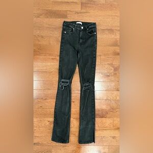 Zara Black High-Waist Ripped Knee Jeans